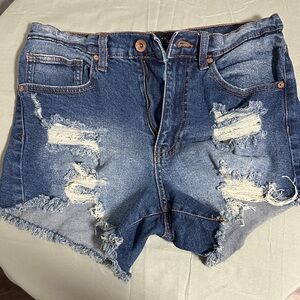 Kendall & Kylie Distressed Blue Jean Shorts
